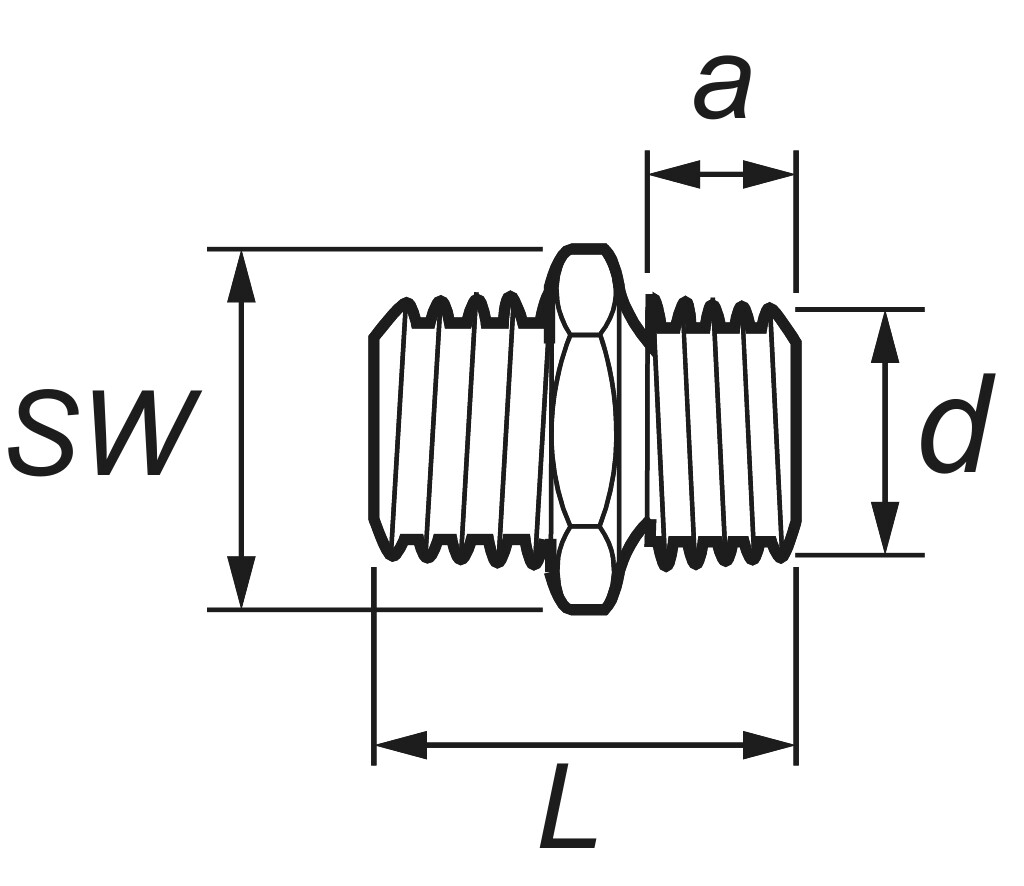 Hexagon nipple  no 34 DIN 2990 black  1 1/2"